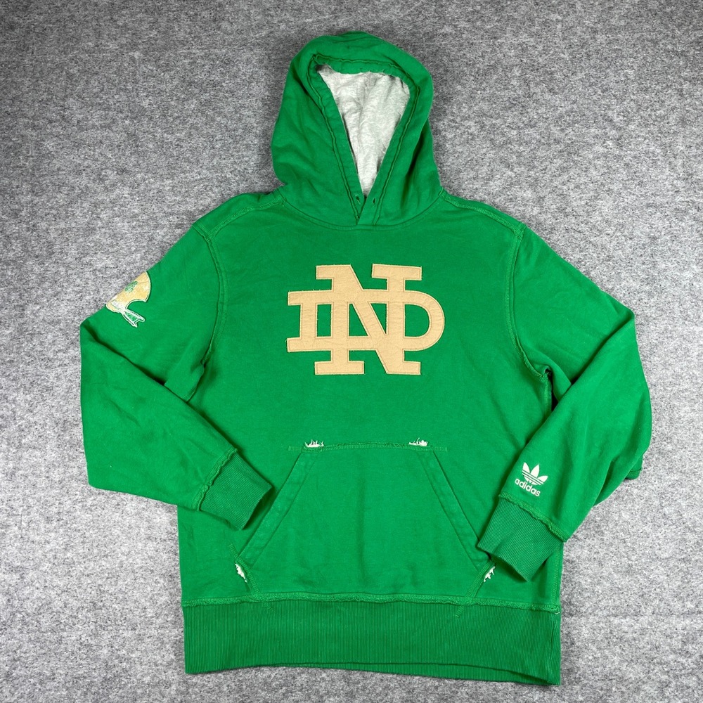 Notre Dame Hoodie Mens L Green Adidas Originals Fighting Irish Shamrock Pullover